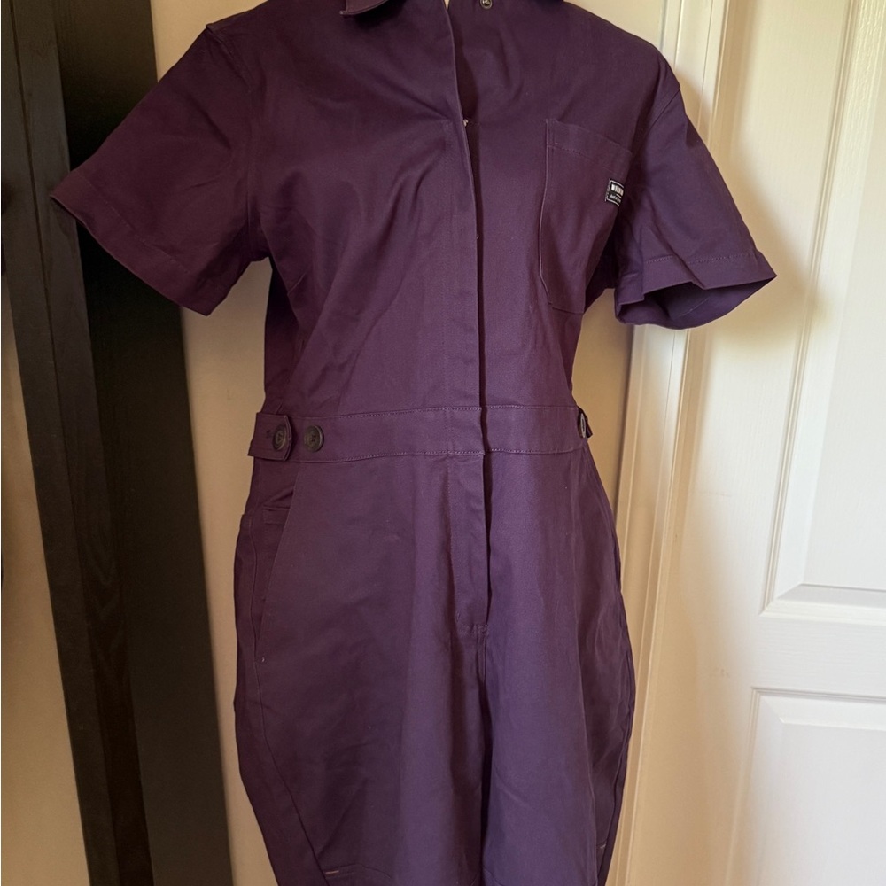 Wildfang Purple Polo Collar Jumpsuit